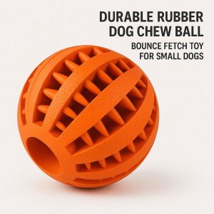 Durable Rubber Dog Chew Ball - Bounce & Fetch Toy for Small Dogs