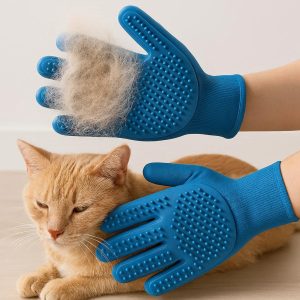 Waterless Deshedding Gloves for Pets – Dual-Sided Silicone Grip for Hands-On Cleaning