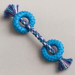Rubber Tug-of-War Rope Toy - Double-Ended Chew for Small Dogs & Puppies